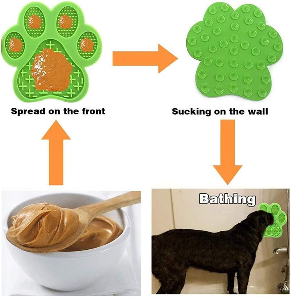 Dog Licking Mat for Anxiet Peanut Butter Slow Feeder Bowls Licking Pad with Strong Suction to Wall for Pet Bathing,Grooming,And Training (Green)