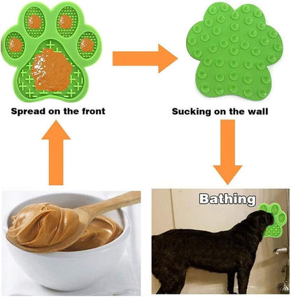 Dog Licking Mat for Anxiet Peanut Butter Slow Feeder Bowls Licking Pad with Strong Suction to Wall for Pet Bathing,Grooming,And Training (Green)