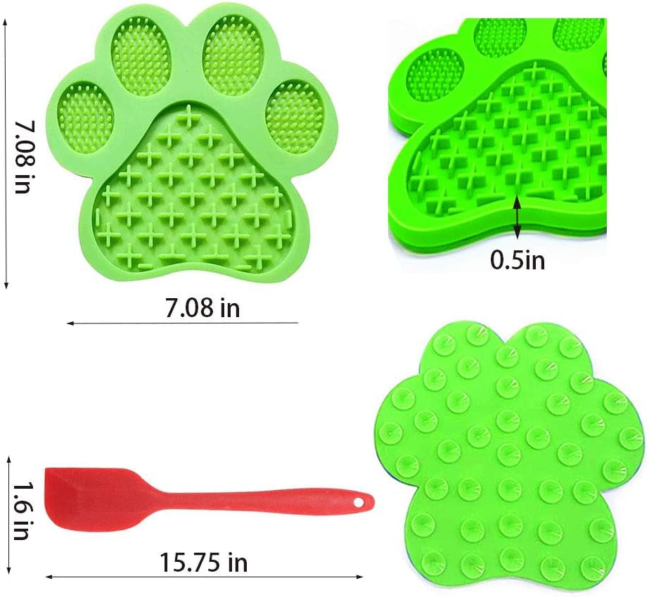 Dog Licking Mat for Anxiet Peanut Butter Slow Feeder Bowls Licking Pad with Strong Suction to Wall for Pet Bathing,Grooming,And Training (Green)