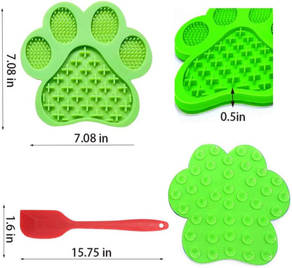 Dog Licking Mat for Anxiet Peanut Butter Slow Feeder Bowls Licking Pad with Strong Suction to Wall for Pet Bathing,Grooming,And Training (Green)