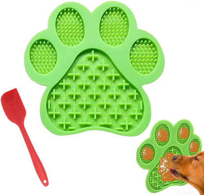 Dog Licking Mat for Anxiet Peanut Butter Slow Feeder Bowls Licking Pad with Strong Suction to Wall for Pet Bathing,Grooming,And Training (Green)