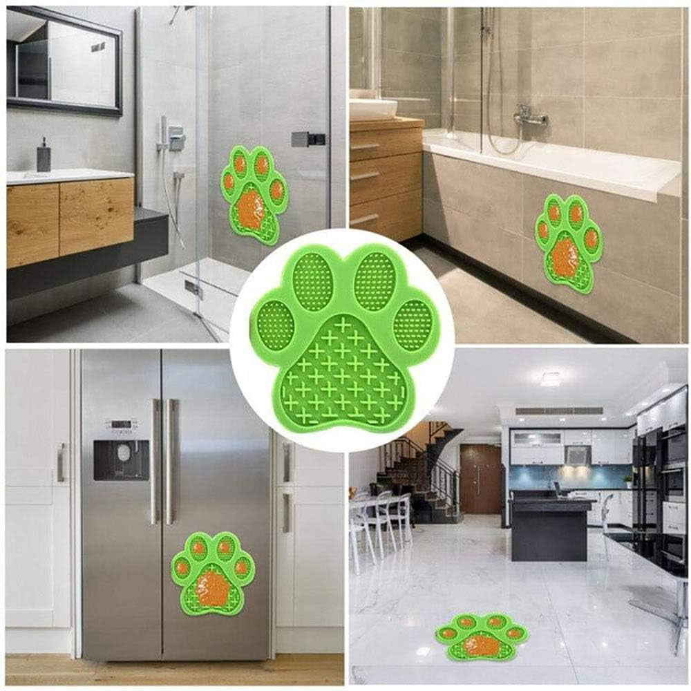 Dog Licking Mat for Anxiet Peanut Butter Slow Feeder Bowls Licking Pad with Strong Suction to Wall for Pet Bathing,Grooming,And Training (Green)